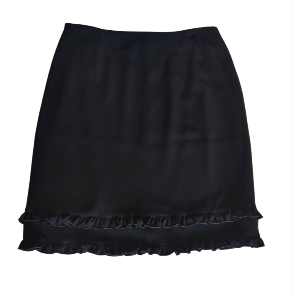 Vtg. Saks Fifth Avenue Folio Collection Ruffle Hem Dressy Lined Skirt 14 Black